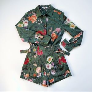 CPS Women Floral Print Shirt & Shorts Set
